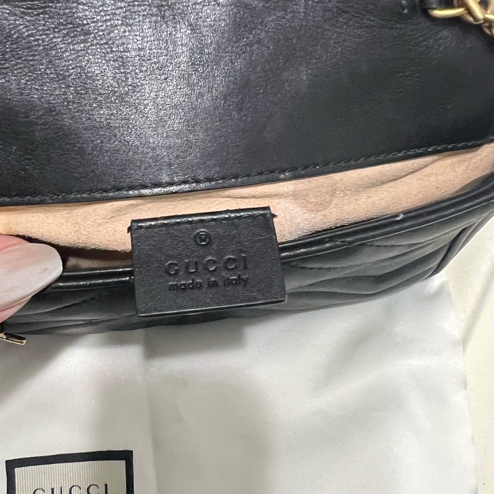 Calfskin Matelasse Super Mini GG Marmont Crossbody Bag - Picture 9 of 13